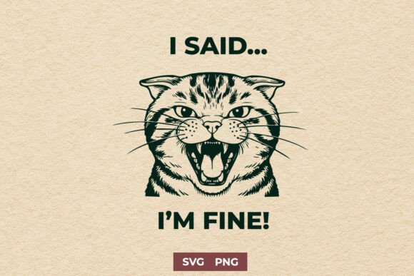 Angry Cat Funny SVG for Graphics and Crafts