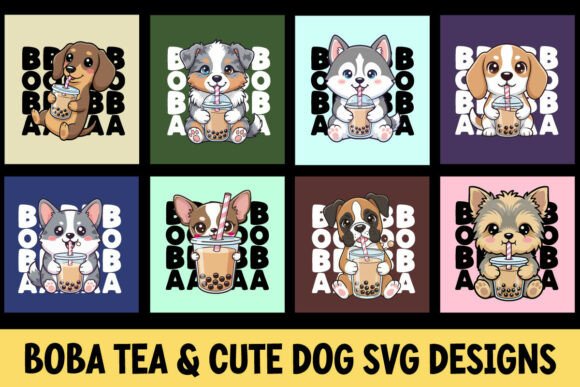 Boba Tea Dog Breeds SVG Bundle