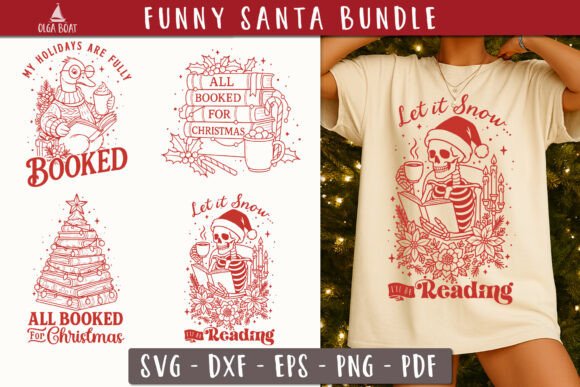 Christmas Book Lover Graphics for T-Shirt Designs