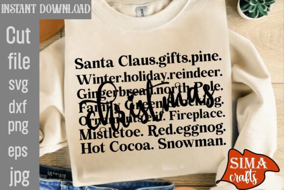 Christmas Words SVG, Santa Claus Graphics for T-Shirt Designs
