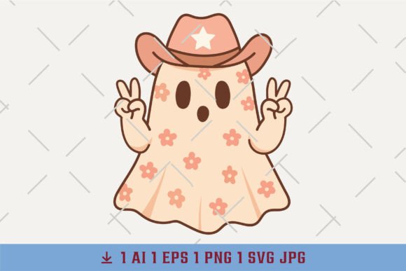 Cowgirl Ghost Western Halloween Graphic for T-Shirt Designs