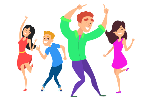 Dancing People Happy Active Cartoon Graphics