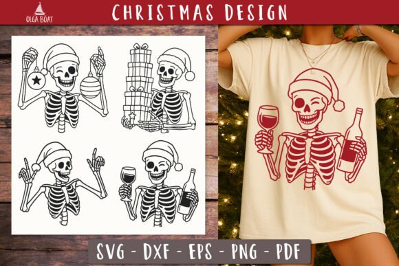 Funny Skeleton Christmas SVG Graphics