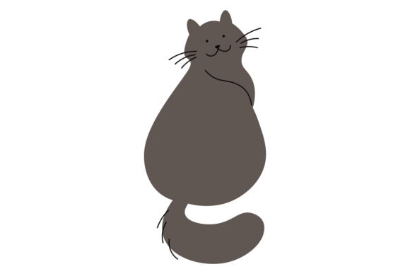 Happy Smiling Cat Back View Graphics for Digital Sellers