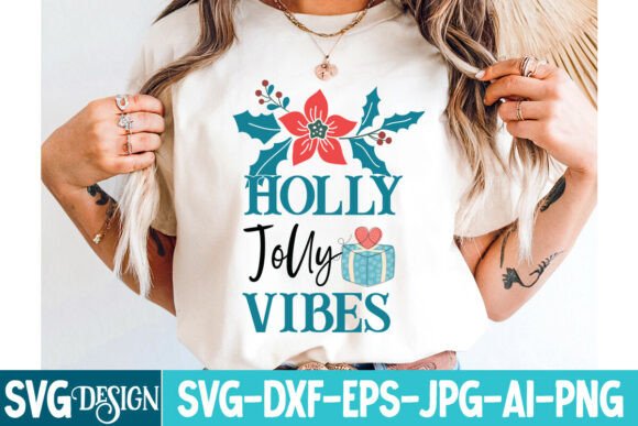 Holly Jolly Vibes SVG Design Free for T-Shirt Designs