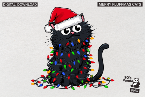 Merry Fluffmas Cats Christmas Graphics