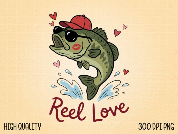 Reel Love Funny Fishing Valentine SVG PN for T-Shirt Designs and Graphics